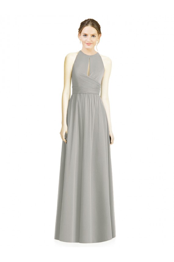 Chiffon Halter Neck Sleeveless Long Bridesmaid Dress / Evening Dress Kent