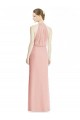 Soft Chiffon Halter Neck Sleeveless Bliss Pink Long Bridesmaid Dress Kent