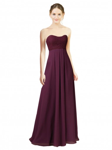 Chiffon Sweetheart Sleeveless Long Bridesmaid Dress Kent