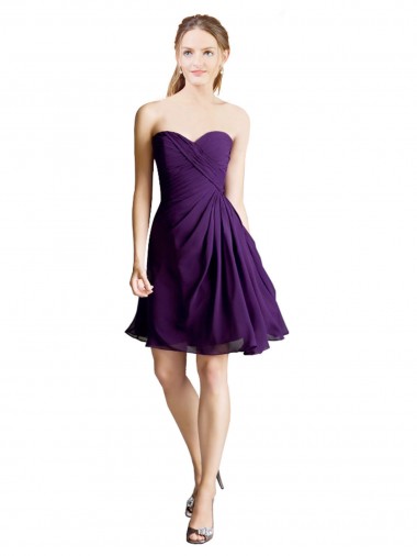 Soft Chiffon Sweetheart Sleeveless Knee Length Bridesmaid Dress Kent