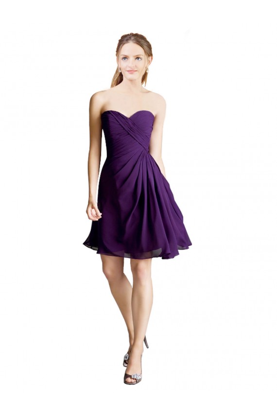 Soft Chiffon Sweetheart Sleeveless Knee Length Bridesmaid Dress Kent