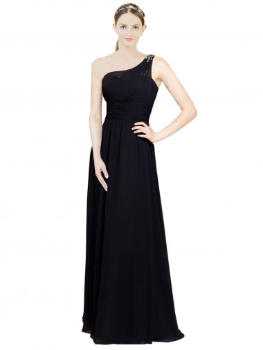 Chiffon One Shoulder Sleeveless Long Bridesmaid Dresses Kent