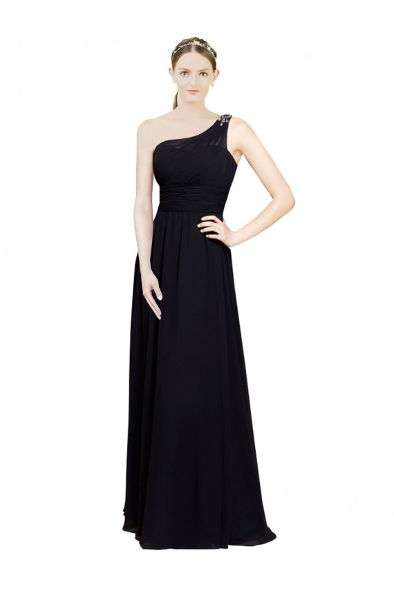 Chiffon One Shoulder Sleeveless Long Bridesmaid Dresses Kent
