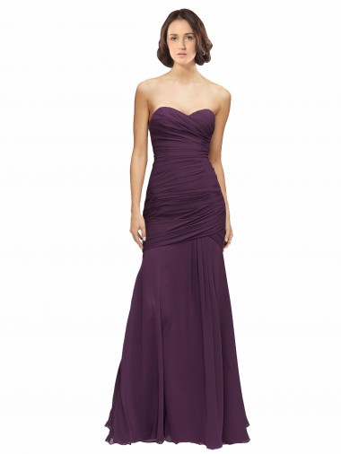 Soft Chiffon Sweetheart Sleeveless Mermaid Long Bridesmaid Dress Kent