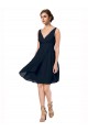 Soft Chiffon V-Neck Sleeveless Dark Navy Knee Length Bridesmaid Dress Kent