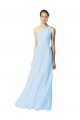 Soft Chiffon One Shoulder Sleeveless Light Sky Blue Long Bridesmaid Dress Kent