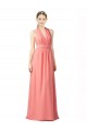 Soft Chiffon Halter Neck Sleeveless Long Bridesmaid Dress Kent
