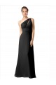 Soft Chiffon One Shoulder Sleeveless Black Long Bridesmaid Dress Kent