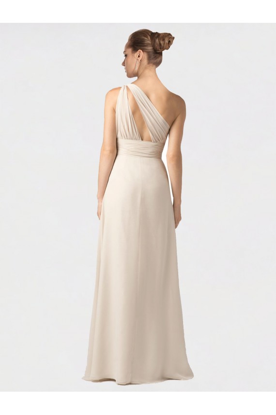 Soft Chiffon One Shoulder Sleeveless Black Long Bridesmaid Dress Kent