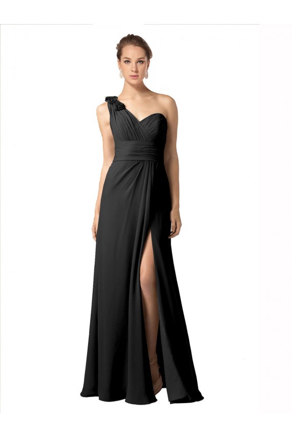 Soft Chiffon One Shoulder Sleeveless Long Bridesmaid Dress / Formal Dress Kent