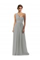 Soft Chiffon One Shoulder Sleeveless Silver Long Bridesmaid Dress Kent