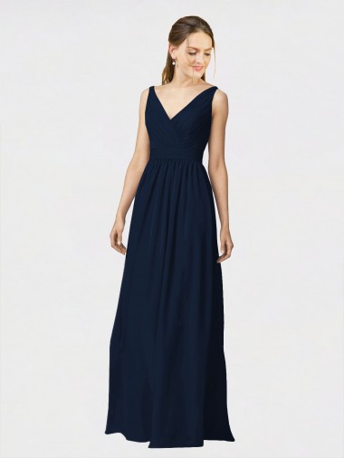 Chiffon V-Neck Sleeveless Long Bridesmaid Dresses / Formal Dresses Kent