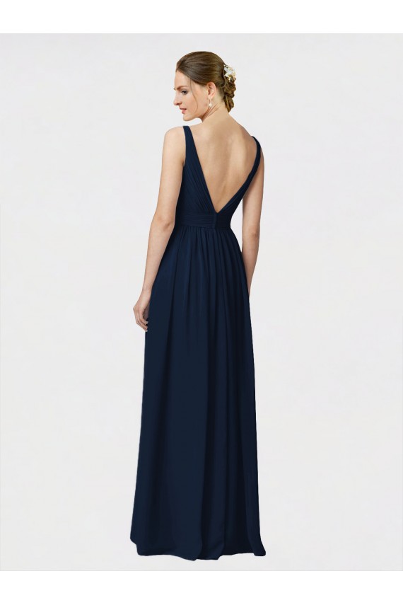 Chiffon V-Neck Sleeveless Long Bridesmaid Dresses / Formal Dresses Kent
