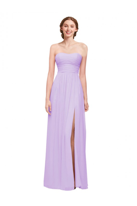 Soft Chiffon Sweetheart Sleeveless Lilac Long Evening Dress / Bridesmaid Dress Kent