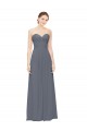 Soft Chiffon Sweetheart Sleeveless Slate Grey Long Bridesmaid Dress Kent