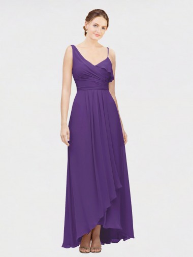 Soft Chiffon One Shoulder Sleeveless Long High Low Bridesmaid Dress Kent