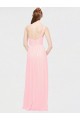 Soft Chiffon One Shoulder Sleeveless Pink Long Bridesmaid Dress Kent