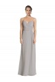 Soft Chiffon Spaghetti Straps Sleeveless Silver Long Bridesmaid Dress Kent