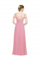Soft Chiffon Off the Shoulder Sleeveless Skin Pink Long Bridesmaid Dress Kent