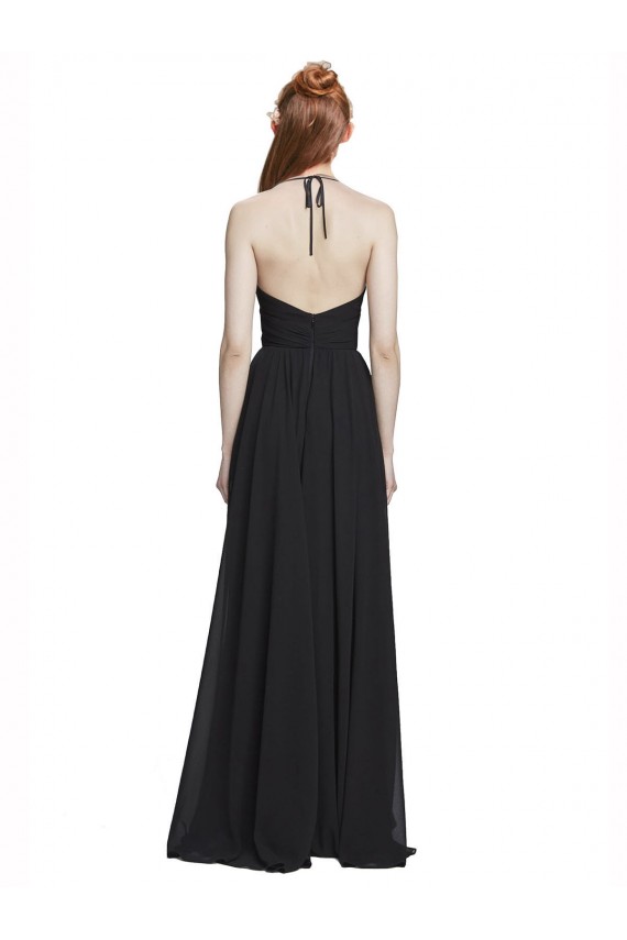Chiffon Halter Neck Sleeveless Long Formal Dress / Bridesmaid Dress Kent