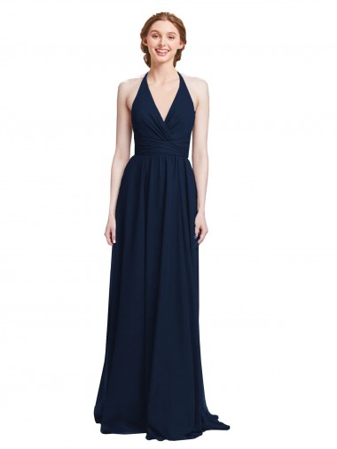 Chiffon Halter Neck Sleeveless Long Formal Dress / Bridesmaid Dress Kent