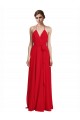 Chiffon Spaghetti Straps Sleeveless Red Long Bridesmaid Dress Kent
