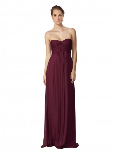 Soft Chiffon Sweetheart Sleeveless Long Bridesmaid Dress / Formal Dress Kent