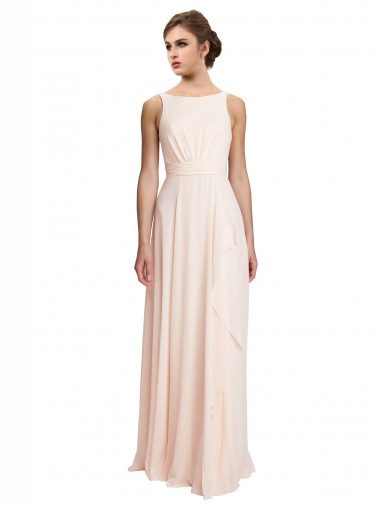 Chiffon Bateau Neck Sleeveless V-Back Long Bridesmaid Dress / Evening Dress Kent