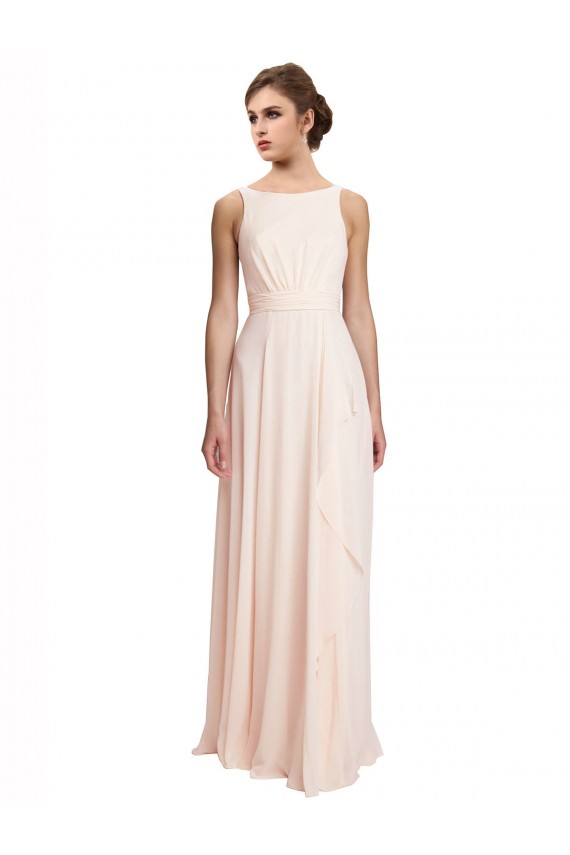 Chiffon Bateau Neck Sleeveless V-Back Long Bridesmaid Dress / Evening Dress Kent