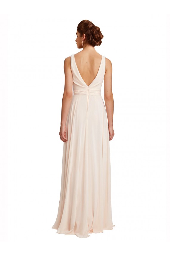 Chiffon Bateau Neck Sleeveless V-Back Long Bridesmaid Dress / Evening Dress Kent