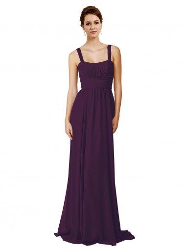 Soft Chiffon Spaghetti Straps Sleeveless Sweep Train Bridesmaid Dress Kent
