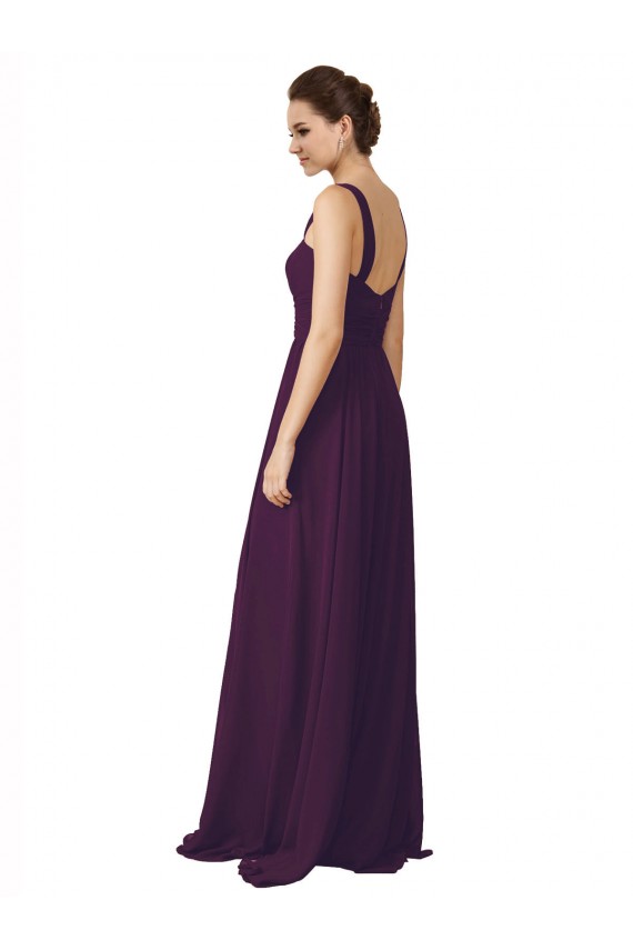 Soft Chiffon Spaghetti Straps Sleeveless Sweep Train Bridesmaid Dress Kent