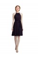 Soft Chiffon Halter Neck Sleeveless Grape Knee Length Bridesmaid Dress Kent