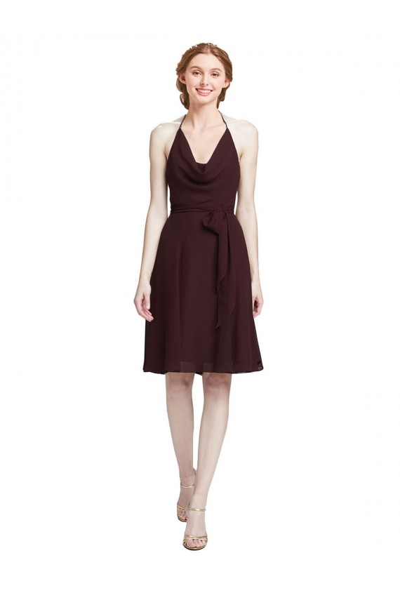 Soft Chiffon Spaghetti Straps Sleeveless Knee Length Bridesmaid Dress Kent