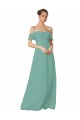 Soft Chiffon Off the Shoulder Flutter Sleeves Long Bridesmaid Dress Kent