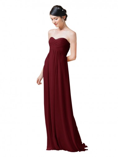 Soft Chiffon Sweetheart Sleeveless Long Bridesmaid Dresses Kent