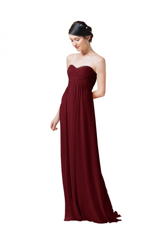Soft Chiffon Sweetheart Sleeveless Long Bridesmaid Dresses Kent