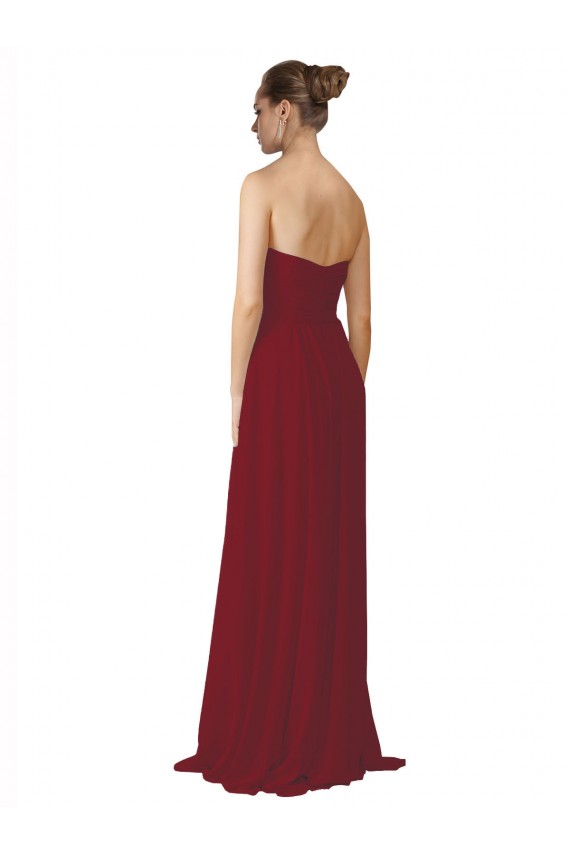 Soft Chiffon Sweetheart Sleeveless Long Bridesmaid Dresses Kent