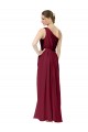 Chiffon One Shoulder Sleeveless Burgundy Long Bridal Party Dress / Evening Dress Kent
