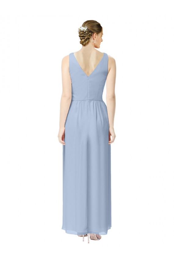 Soft Chiffon V-Neck Sleeveless Periwinkle Long Bridesmaid Dress Kent