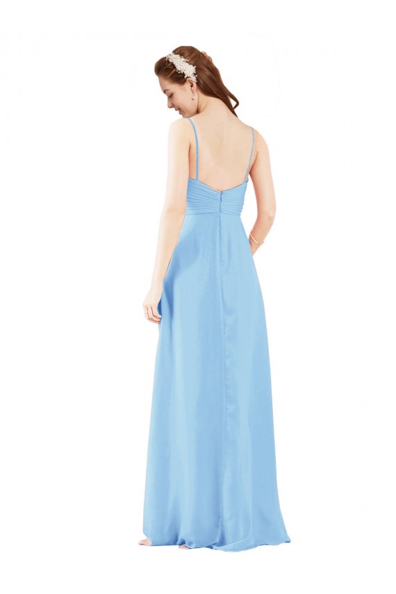 Soft Chiffon V-Neck Sleeveless Low Back Periwinkle Long Bridesmaid Dress Kent