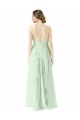 Soft Chiffon Halter Neck Sleeveless Sage Long Bridesmaid Dress Kent