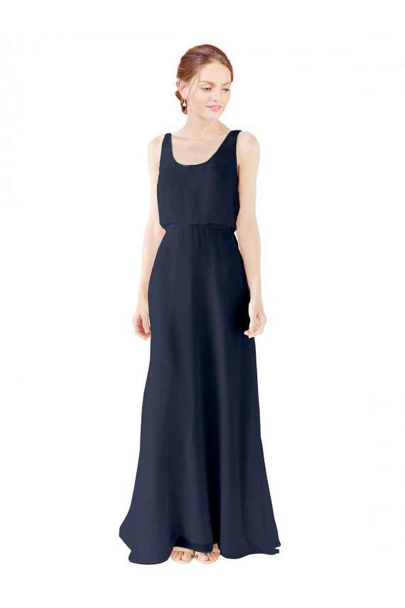 Soft Chiffon Scoop Neck Sleeveless Open Back Long Bridesmaid Dress Kent