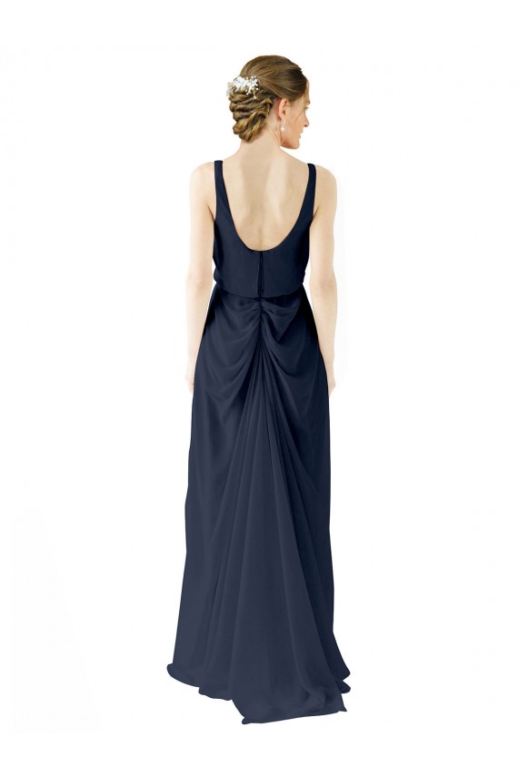 Soft Chiffon Scoop Neck Sleeveless Open Back Long Bridesmaid Dress Kent