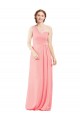 Soft Chiffon One Shoulder Sleeveless Salmon Long Bridal Party Dress Kent