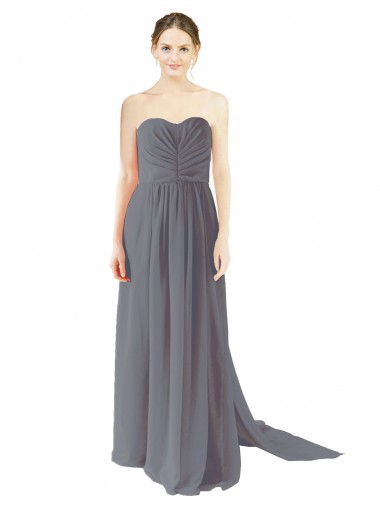 Chiffon Sweetheart Sleeveless Open Back Long Bridesmaid Evening Dress Kent