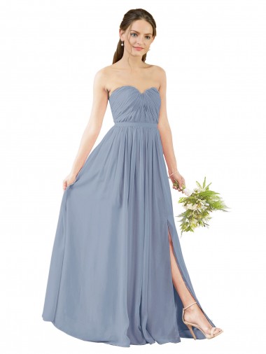 Soft Chiffon Sweetheart Sleeveless Open Back Long Evening Gowns / Bridesmaid Dress Kent