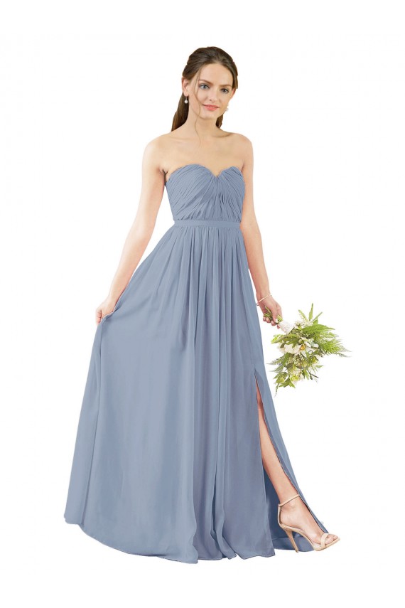 Soft Chiffon Sweetheart Sleeveless Open Back Long Evening Gowns / Bridesmaid Dress Kent