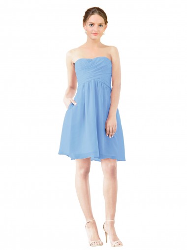 Soft Chiffon Sweetheart Sleeveless Open Back Knee Length Bridesmaid Dress Kent