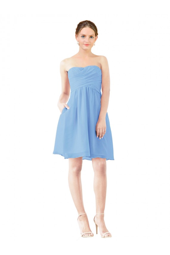 Soft Chiffon Sweetheart Sleeveless Open Back Knee Length Bridesmaid Dress Kent